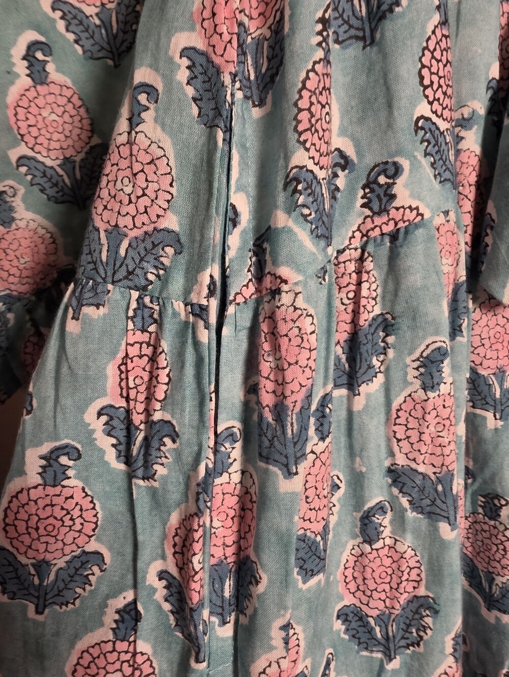 Maisha Concept XL Tiered Green Floral Long Sleeve Maxi Dress Belt Pockets Summer - Picture 8 of 9